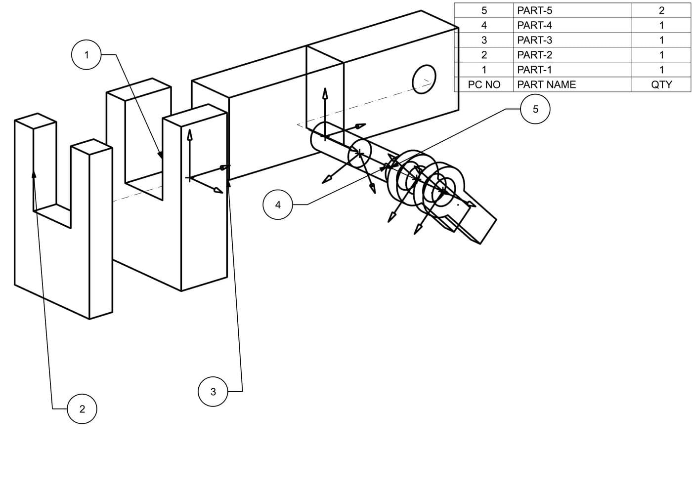 Exploded assembly drawing with ballooned part numbers and a quantity table.